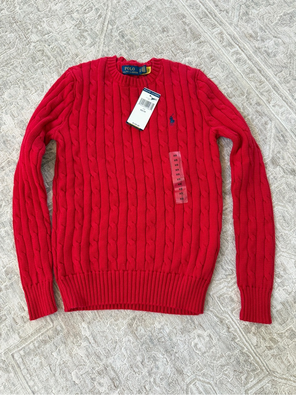 NWT Polo Ralph Lauren Women’s Cable Knit Sweater Red Size XS